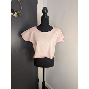 Totally Blown Handmade Pink Distressed Crop Top Size Small‎